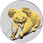 Australia - 2010, 1 dolar - Koala - pozłacana uncja srebra