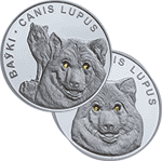 Białoruś - 2007, 2x 20 rubli - Wilk i Wilki - z kryształami Swarovskiego