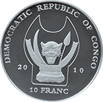 Kongo - 10 franc 2010 - Zagrożone zwierzęta - Hiena