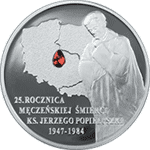 10 zł 2009 25. rocznica męczeńskiej śmierci księdza Jerzego Popiełuszki