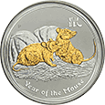 Australia - 1 dolar 2008 Pozłacana - Rok myszy