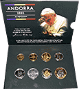 Andora - 1 Cent - 2 diners 2005 - Zestaw z Janem Pawłem II