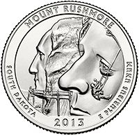 25 Centów 2013 - Mount Rushmore National Memorial - South Dakota (P)